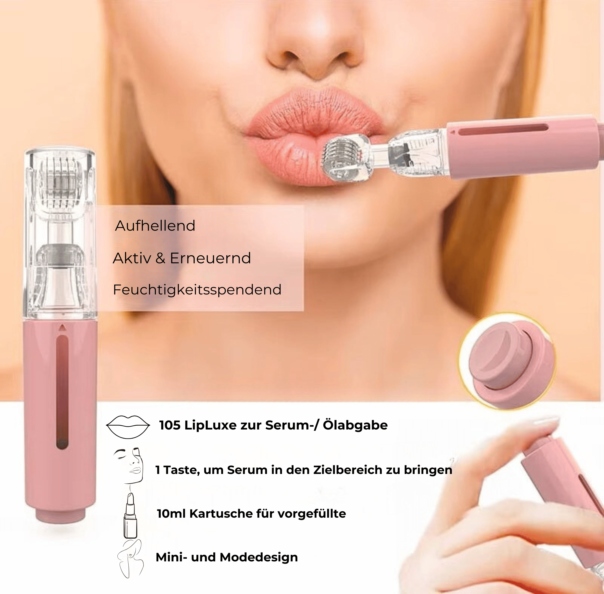 HydraGlow Micro Infusion Roller | fugtgiver, gør læberne fyldigere og revitaliserer-zarada.dk