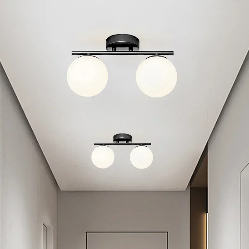 Loftslampe Stue Soveværelse Minimalistisk Glaskugleform Hvid Finish
