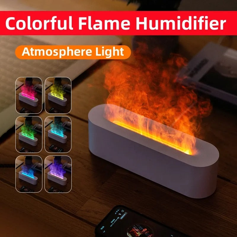 Luftfugter med Flammeeffekt og Aroma Diffuser