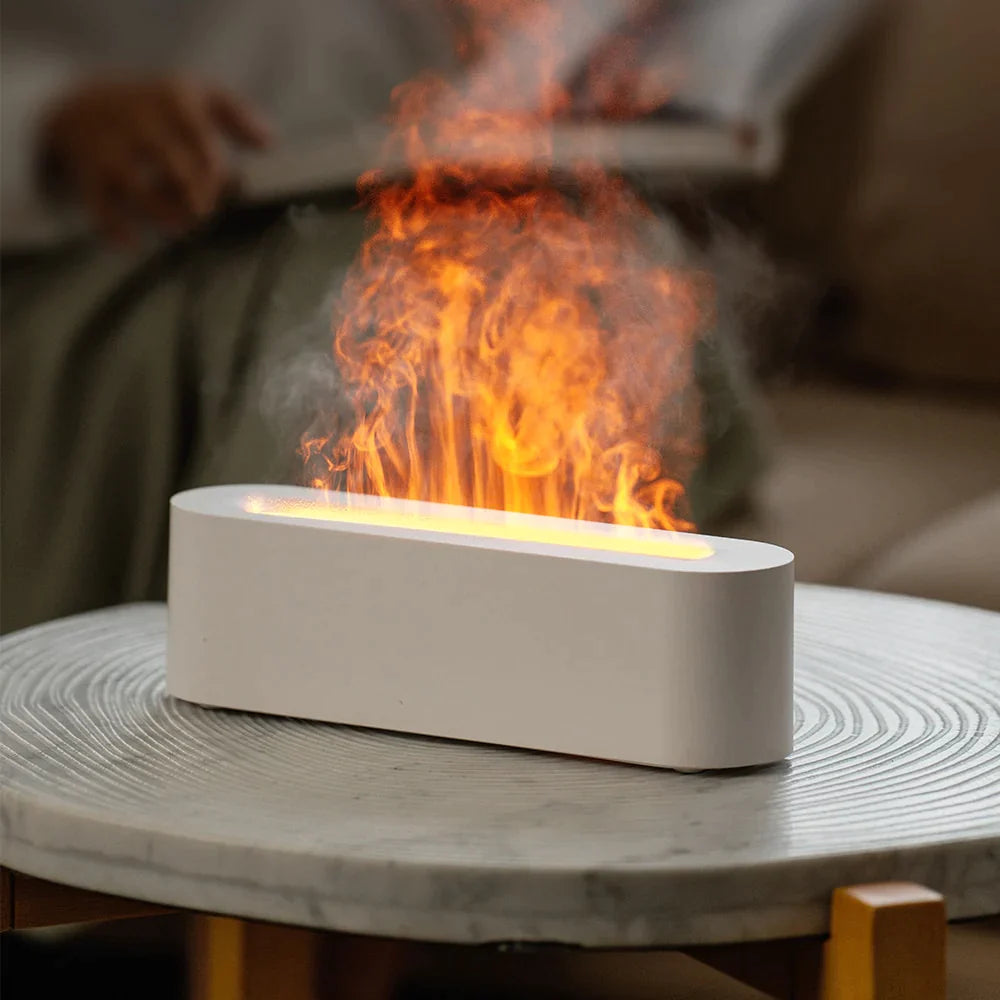 Luftfugter med Flammeeffekt og Aroma Diffuser