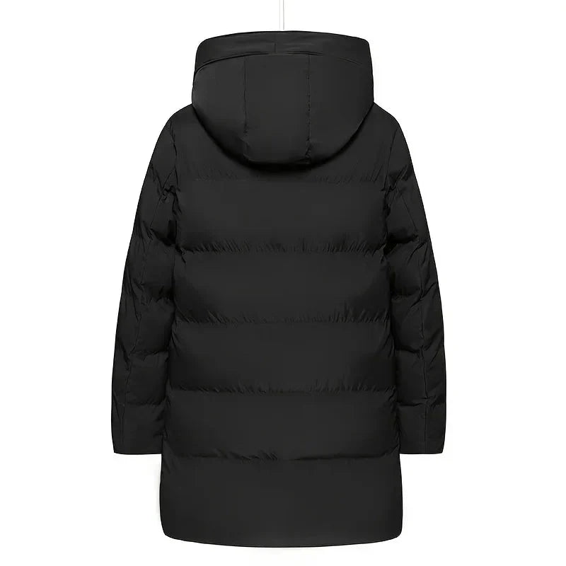 Lukas Manteau Lang Herre – Vatteret Vinter Dunjakke med Hætte & Moderne Stil
