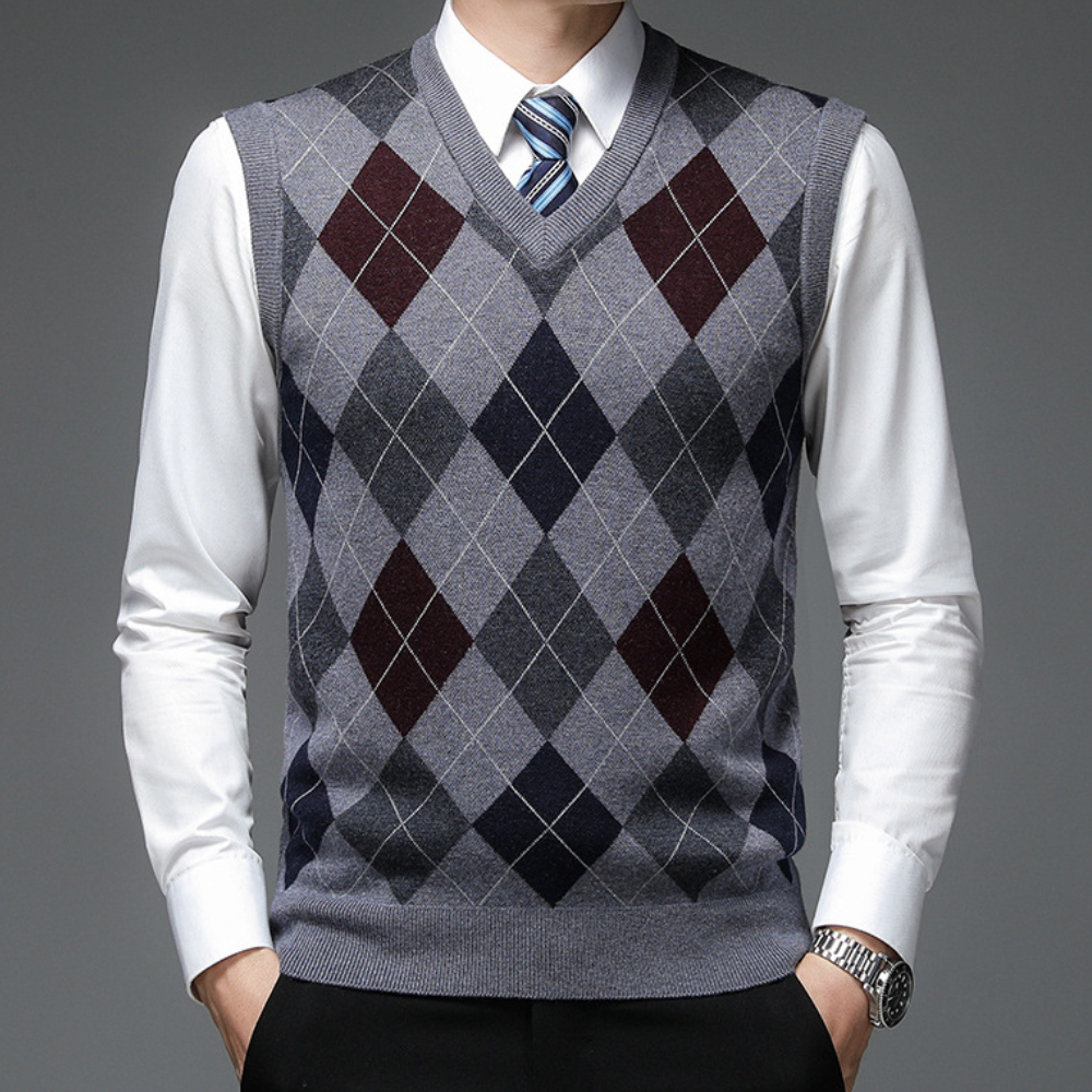 Mænds Ærmeløs Sweater V-Hals