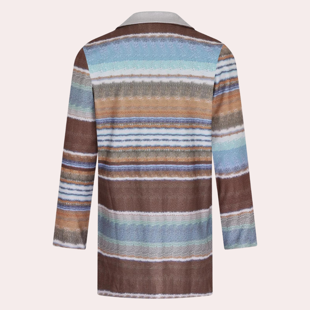 Herre Cardigan Lang Sjal-Krave med Farverige Striber