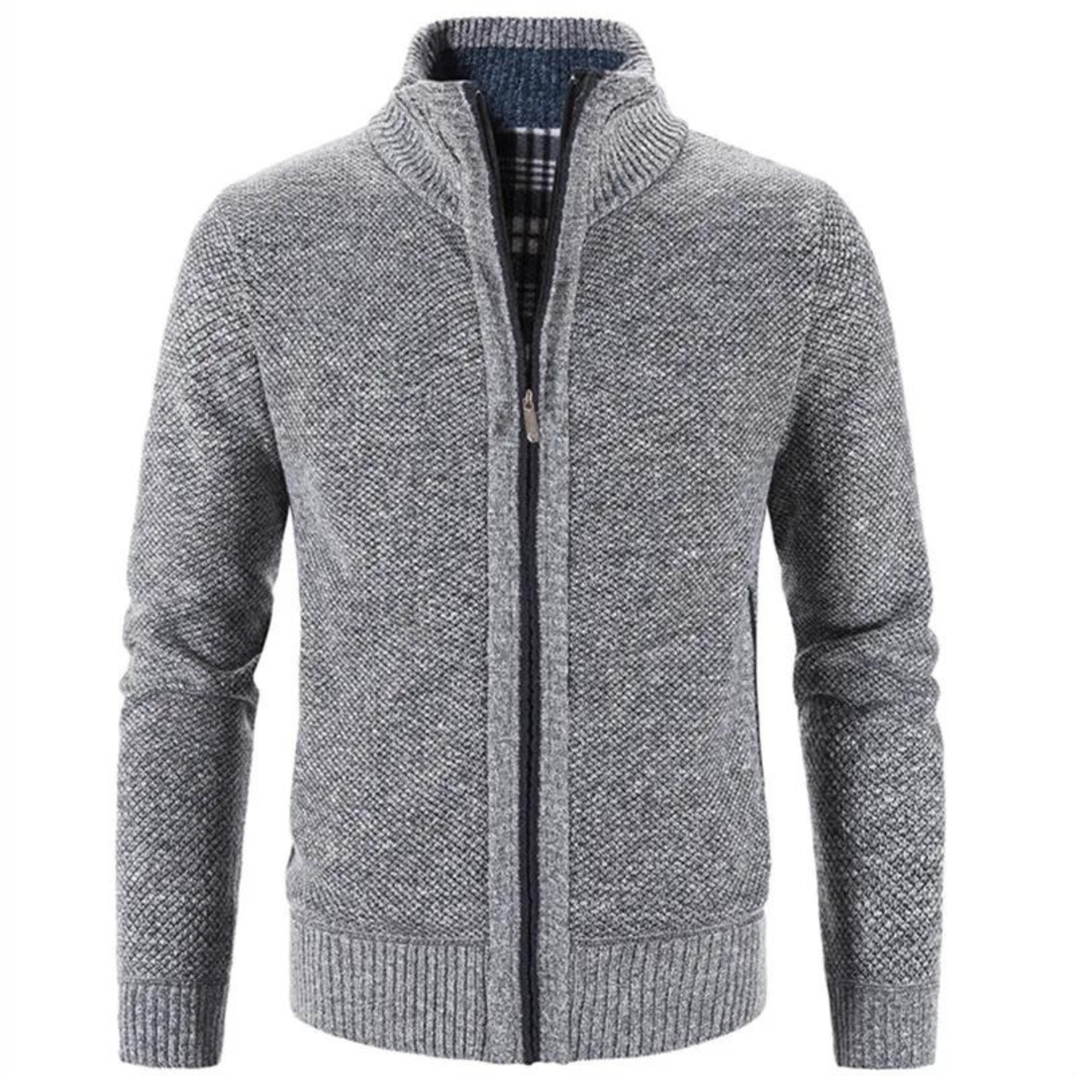 Herre Cardigan med Lynlås og Mock Hals
