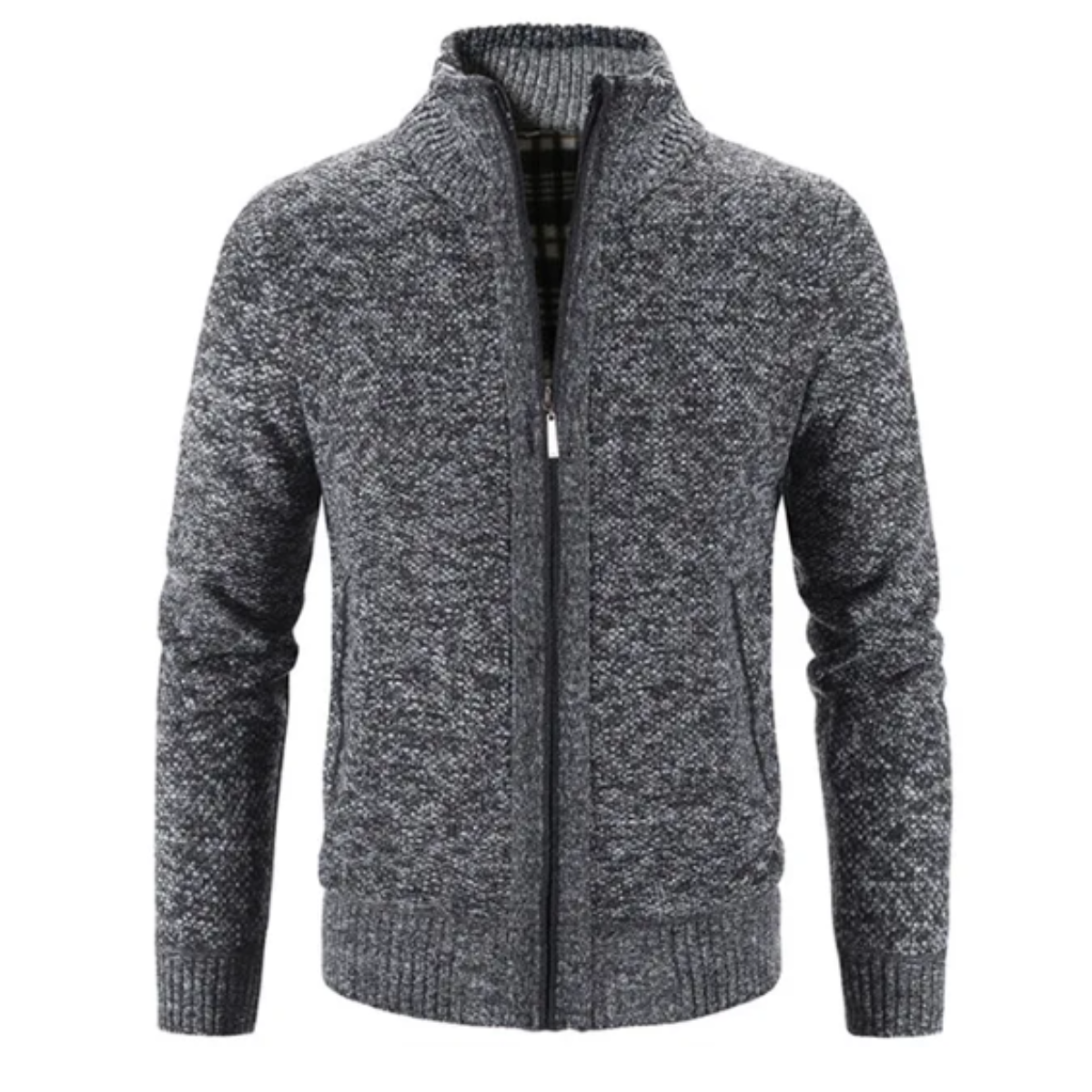 Herre Cardigan med Lynlås og Mock Hals