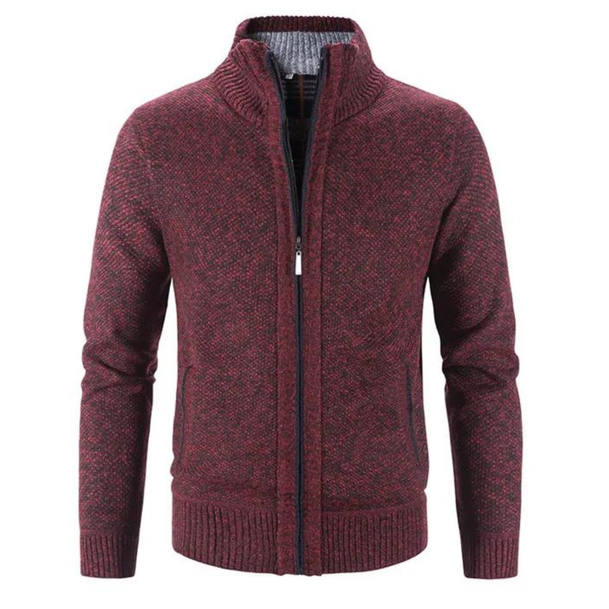 Herre Cardigan med Lynlås og Mock Hals