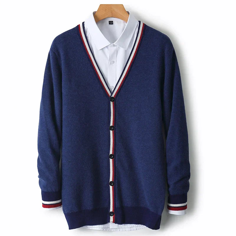 Herre Cardigan med V-hals og Knapper
