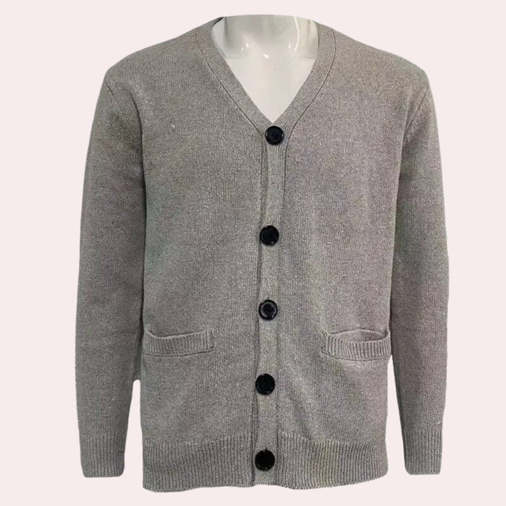 Herre Cardigan med V-hals og Knapper