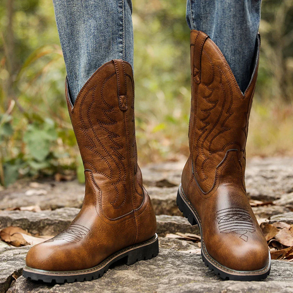 Herre Cowboy Støvler Læder Western Stil Letvægts Anti-Slip