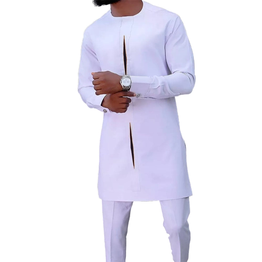 Herre Dashiki Sæt Traditionelt Design Asymmetrisk Tunika