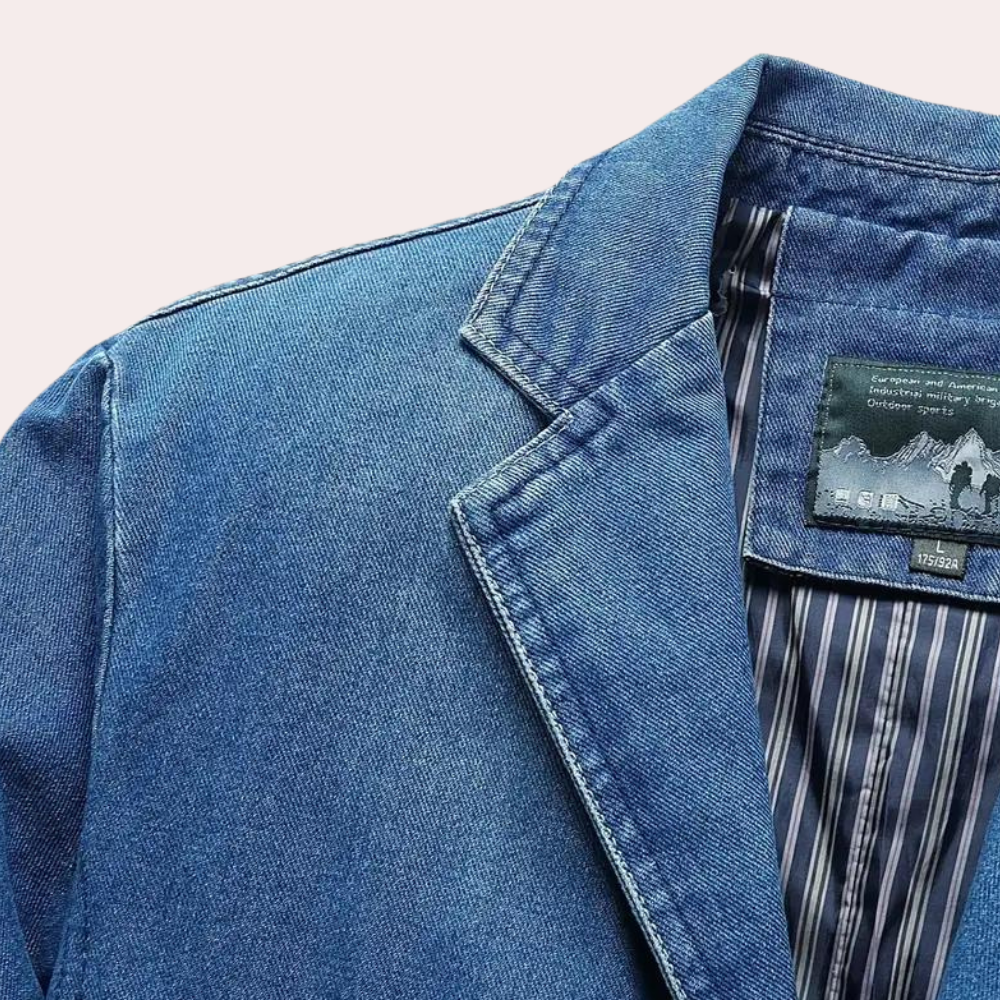 Herre Denim Blazer Afslappet Stil