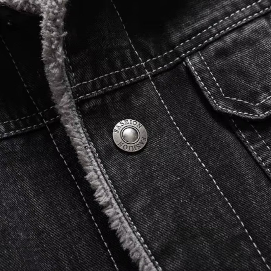Herre Denimjakke Fleeceforet