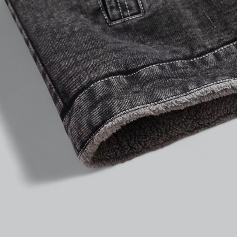 Herre Denimjakke Fleeceforet