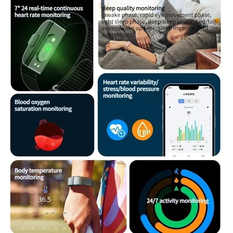 Mænds Fitness Tracker med Pulsmåling og O2 Overvågning