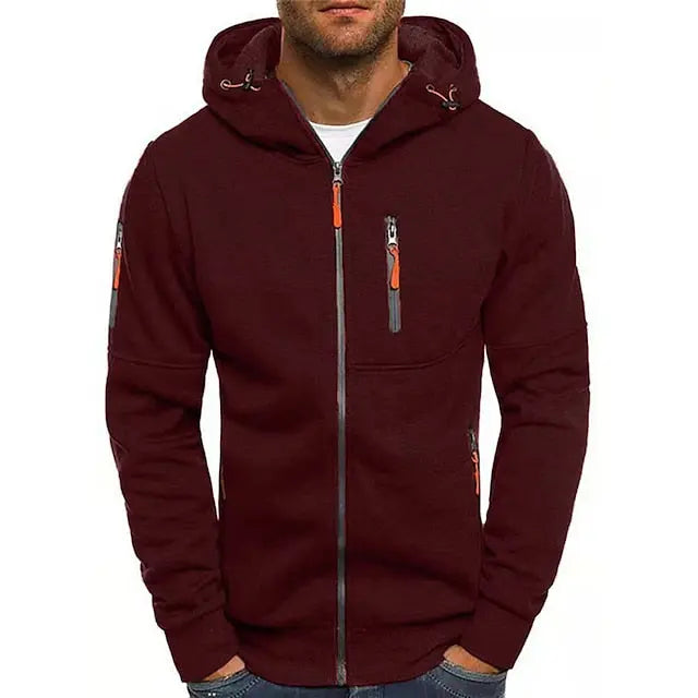 Herre Hoodie med Justerbar Hætte og Kangaroo-lomme