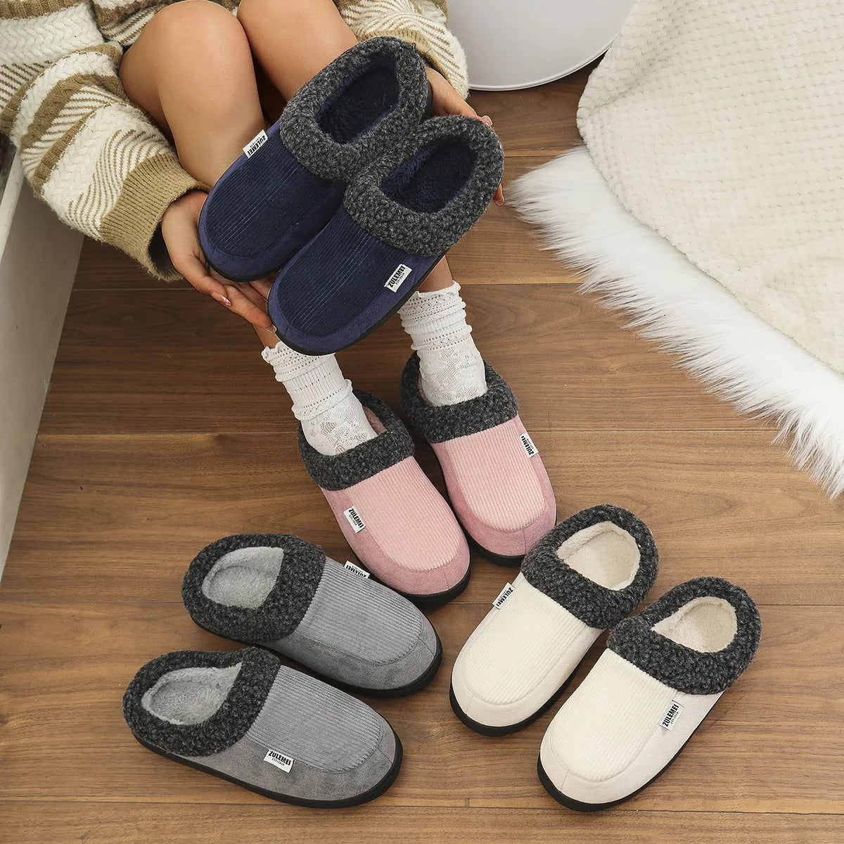 Kvinders Indendørs Sko med Memory Foam og Anti-Skrid Såler Komfortable Indendørssko