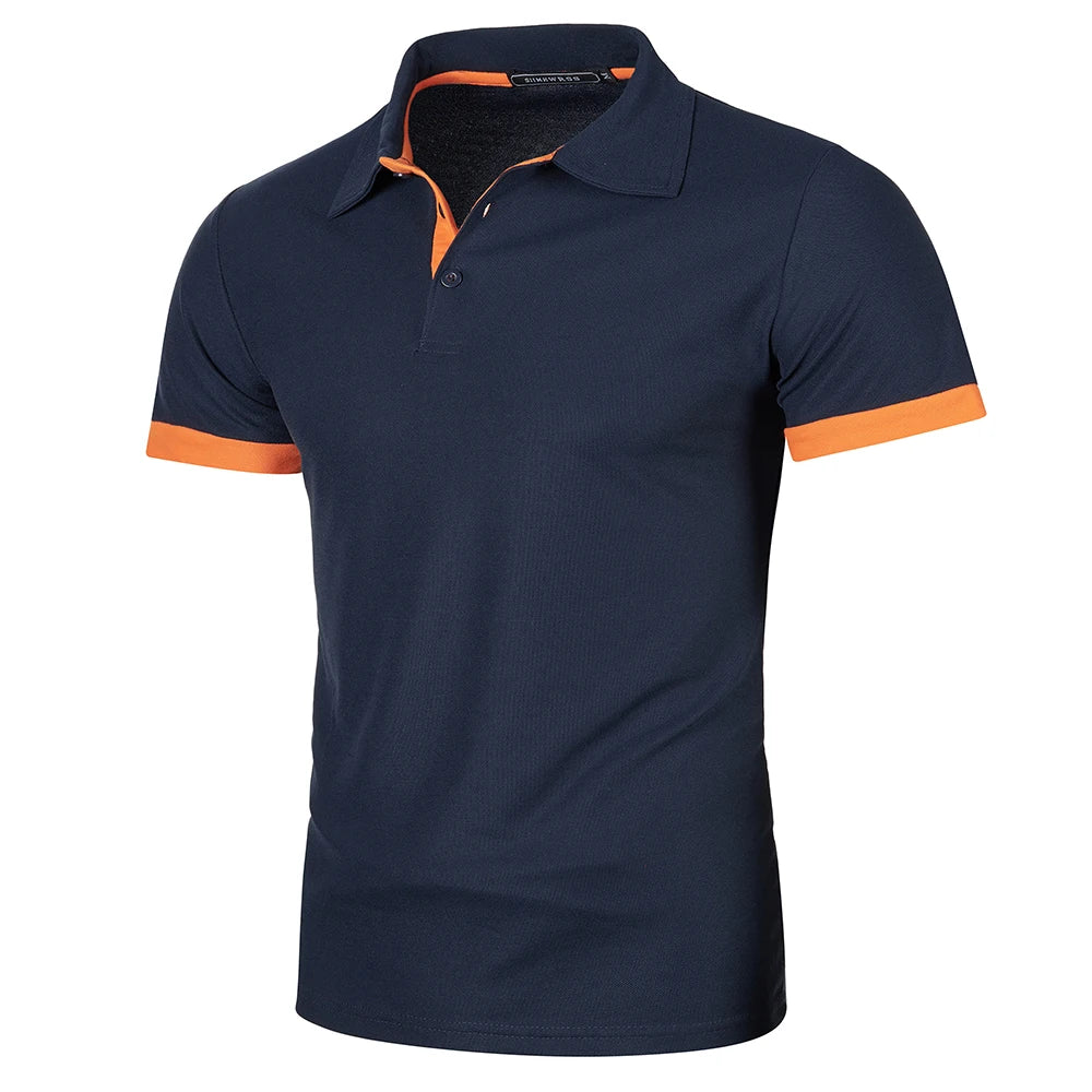 Herre Kortærmet Polo T-Shirt med Kontrastfarve Casual Style