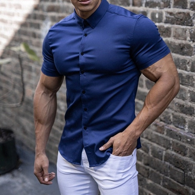 Herre Kortærmet T-shirt Slim Fit Moderne Design