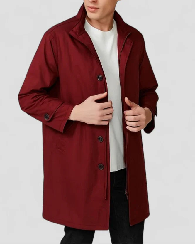 Herre Lang Overfrakke Minimalistisk Stil