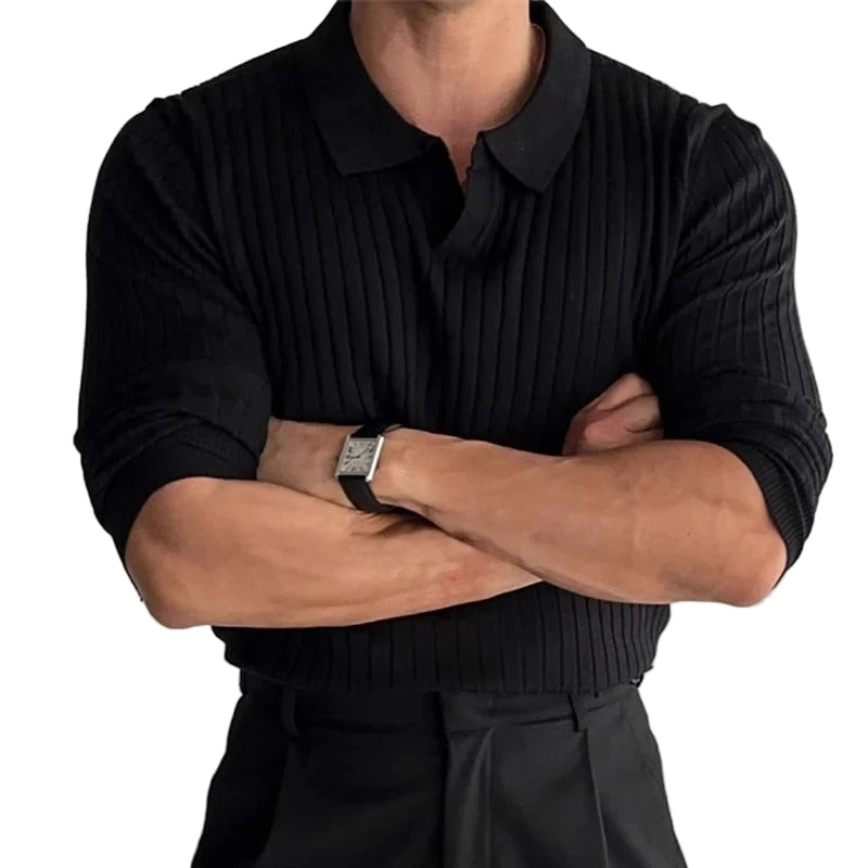 Herre Langærmet Polo Shirt V-Hals Stil