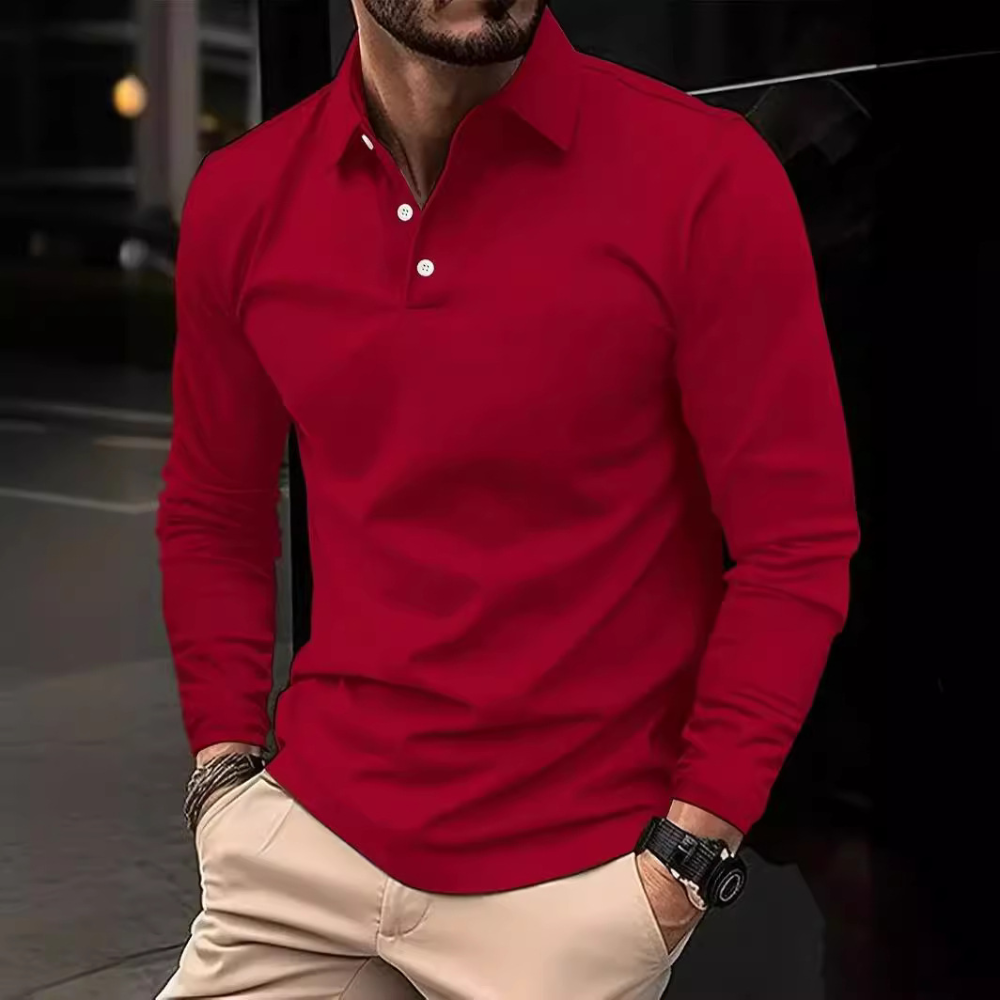 Mænds Langærmet Poloshirt Klassisk Stil
