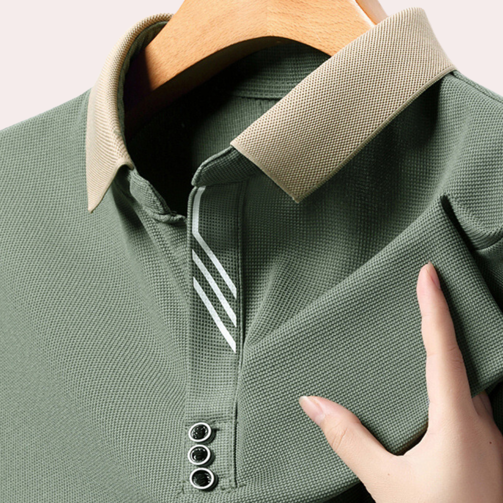 Herre  Langærmet Poloshirt i Klassisk Stil - Komfortabel og Åndbar Fritidstøj