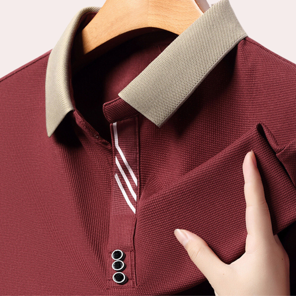 Herre  Langærmet Poloshirt i Klassisk Stil - Komfortabel og Åndbar Fritidstøj