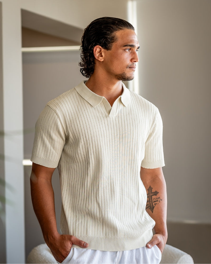 Herre Poloshirt Ribbet Stil