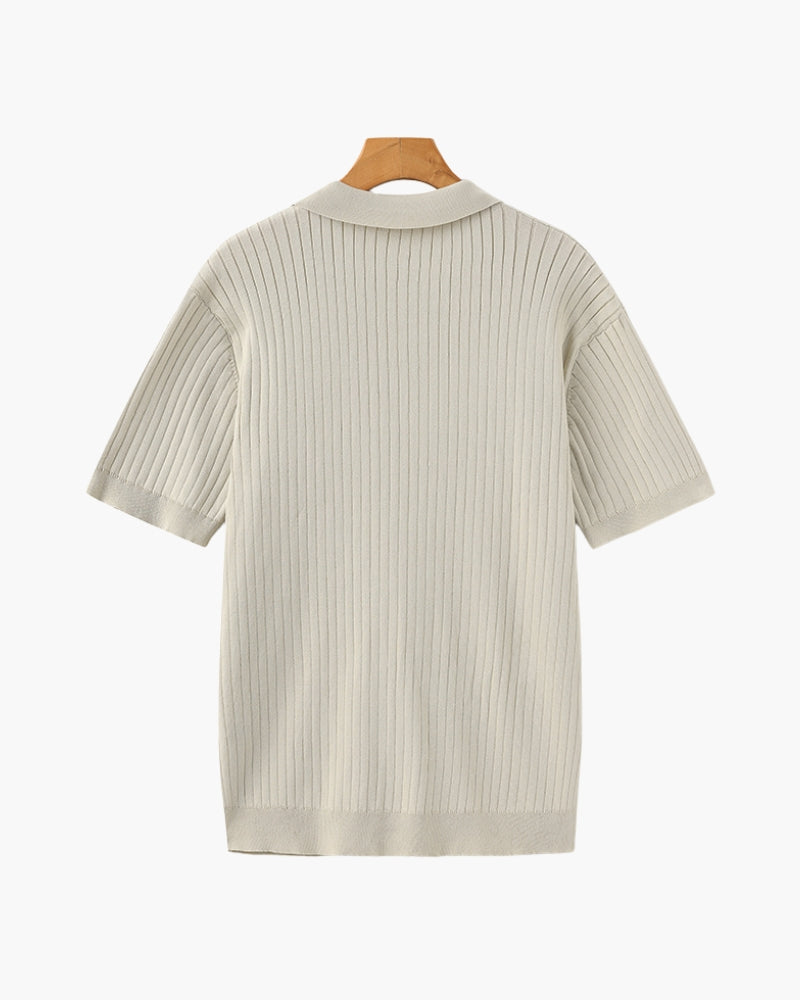 Herre Poloshirt Ribbet Stil