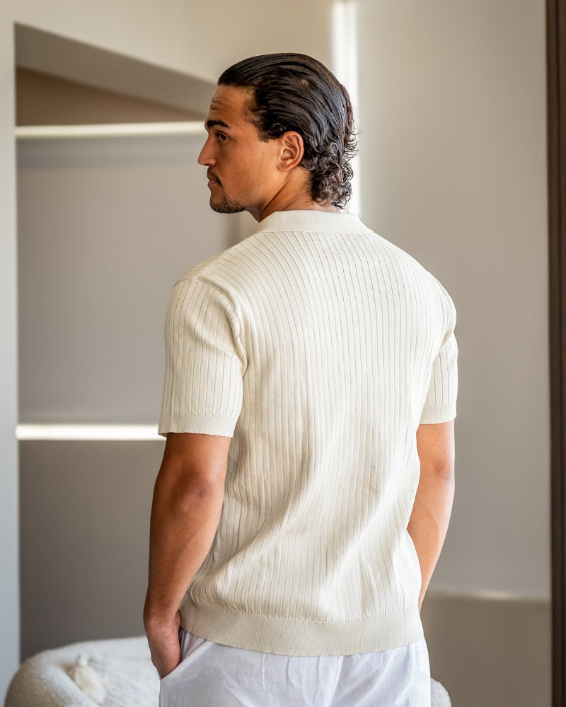 Herre Poloshirt Ribbet Stil
