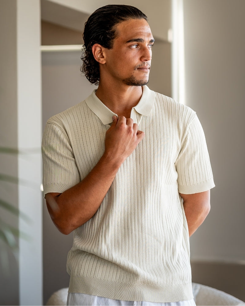 Herre Poloshirt Ribbet Stil