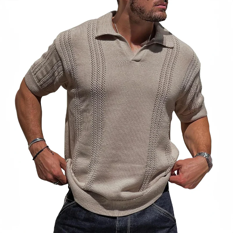Herre Poloshirt Strikket Sommerstil