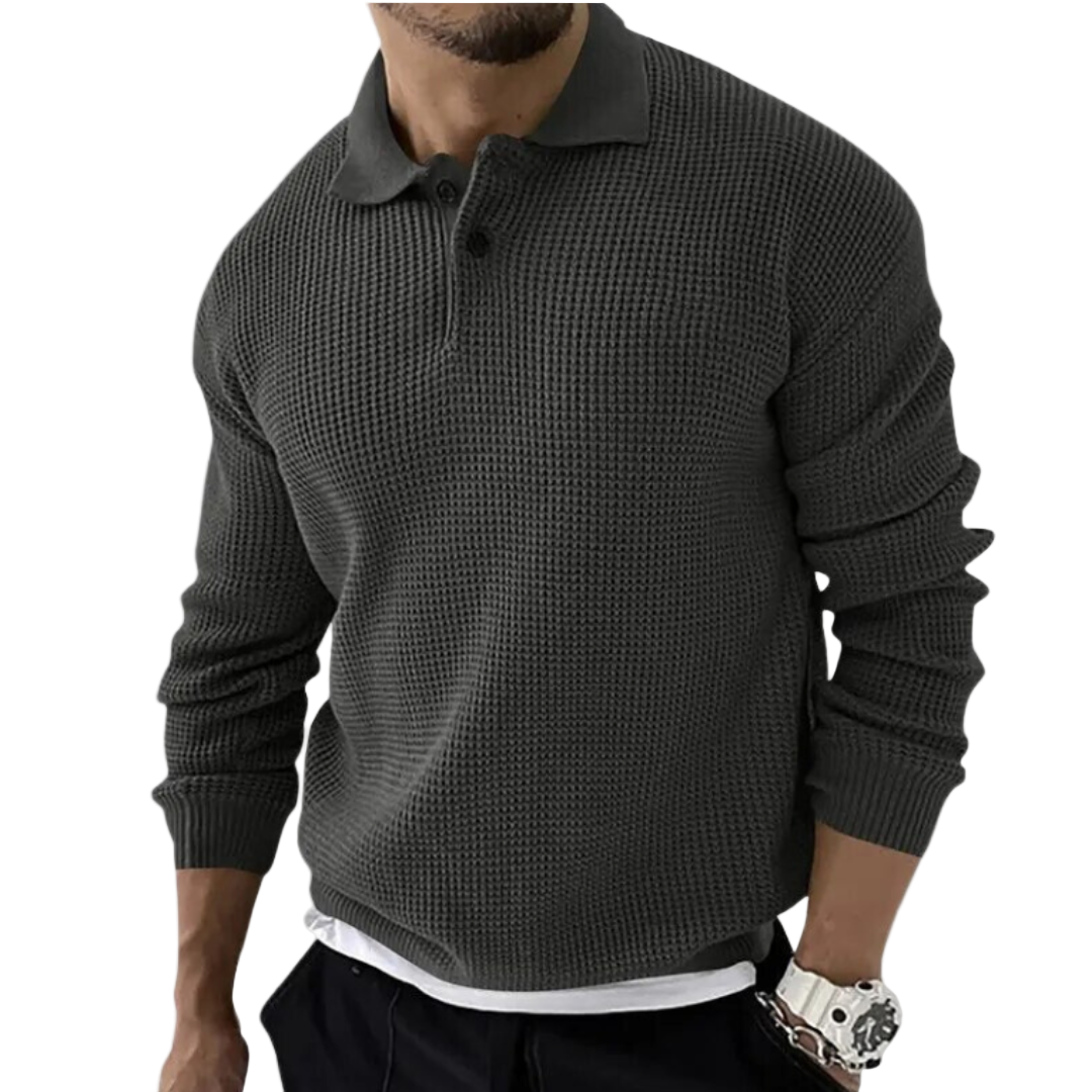 Herre Poloshirt Tidløs Stil Strikket
