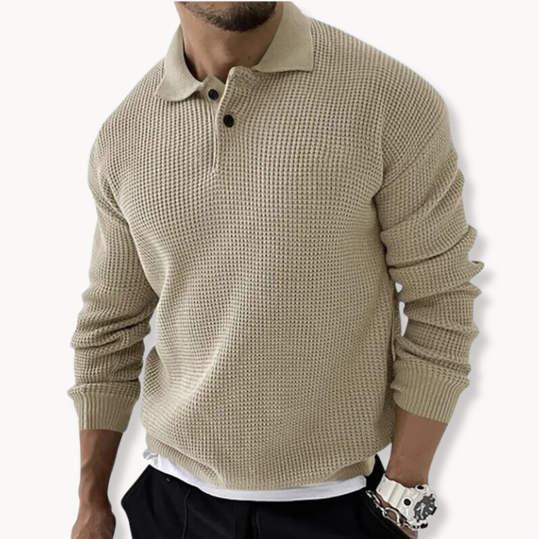 Herre Poloshirt Tidløs Stil Strikket