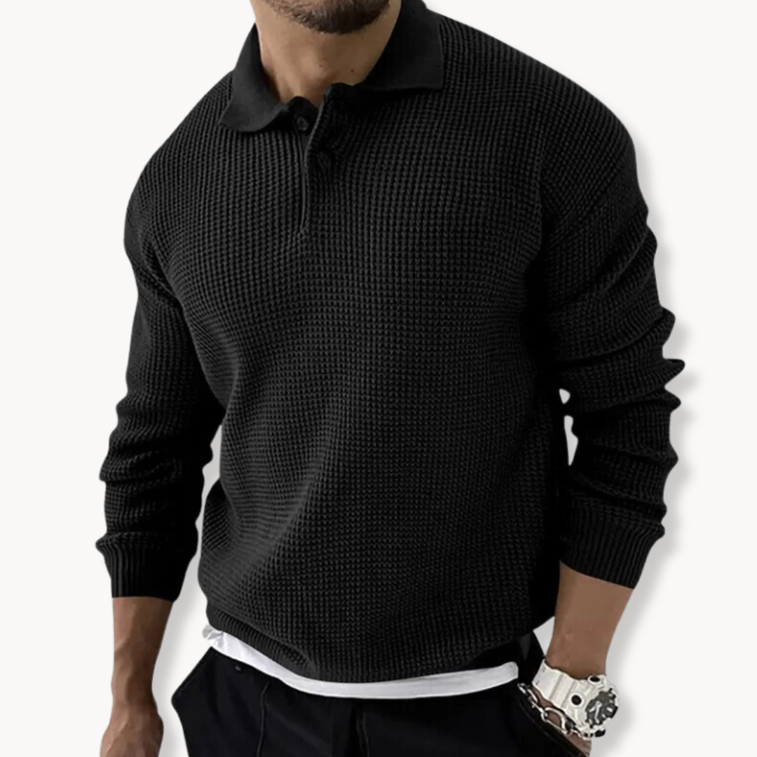 Herre Poloshirt Tidløs Stil Strikket