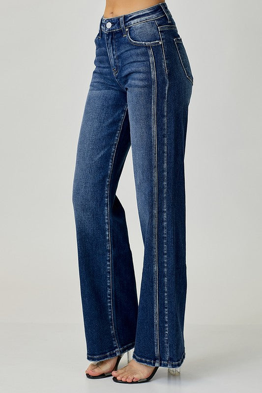 Kvinders Straight Jeans Mørk Denim