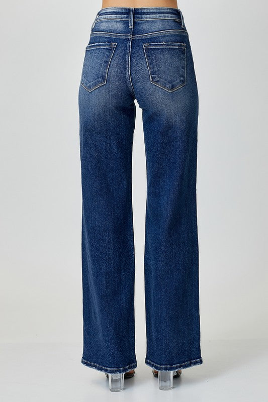 Kvinders Straight Jeans Mørk Denim