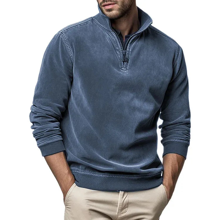 Herre Vintage Sweatshirt med Vaskede Detaljer