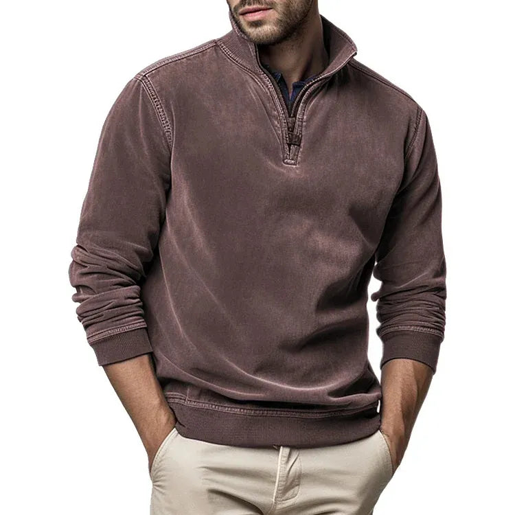 Herre Vintage Sweatshirt med Vaskede Detaljer