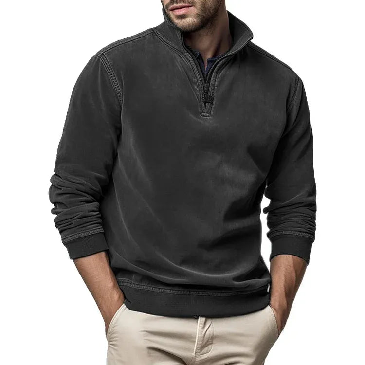 Herre Vintage Sweatshirt med Vaskede Detaljer