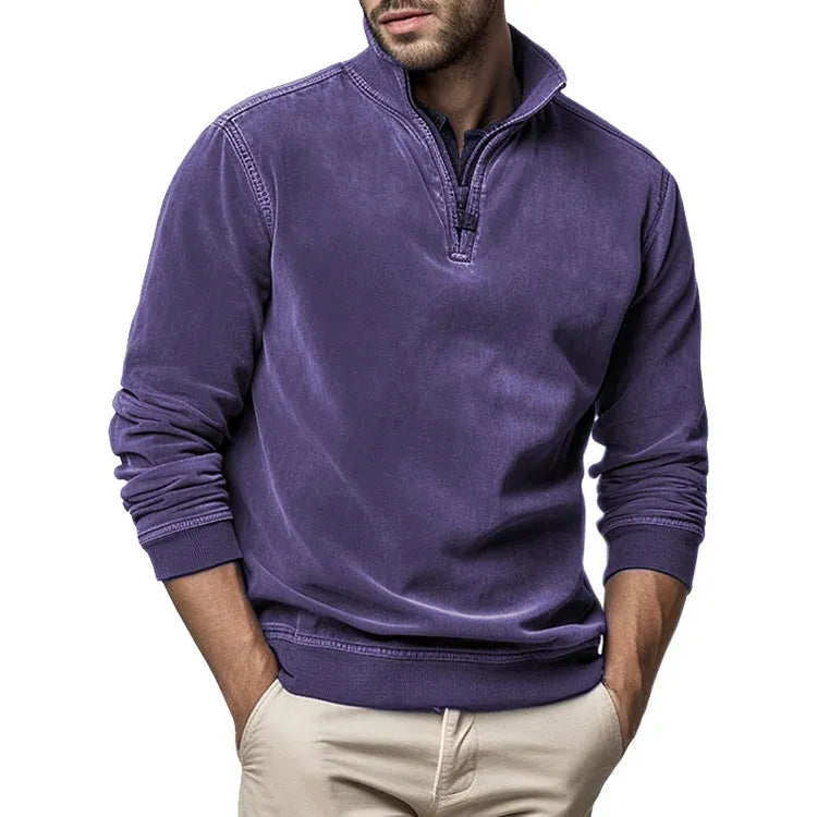 Herre Vintage Sweatshirt med Vaskede Detaljer