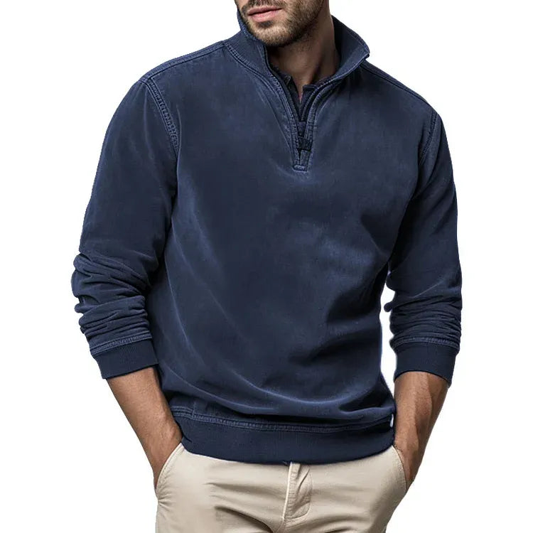 Herre Vintage Sweatshirt med Vaskede Detaljer