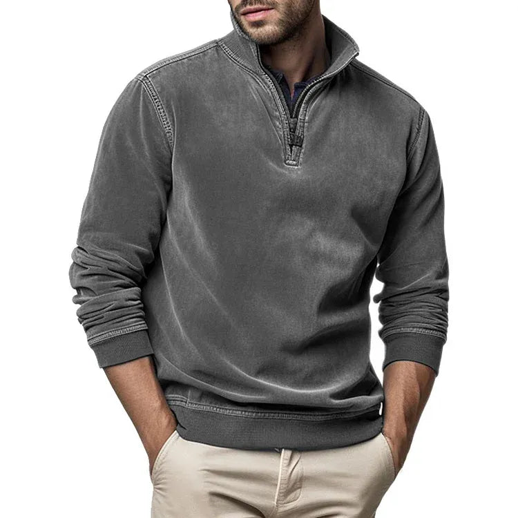 Herre Vintage Sweatshirt med Vaskede Detaljer