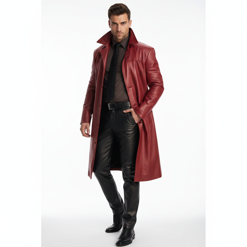 Marlo Lang Trench Coat til Mænd – Elegant Frakke med Klassisk Knappesystem Moderne Snit