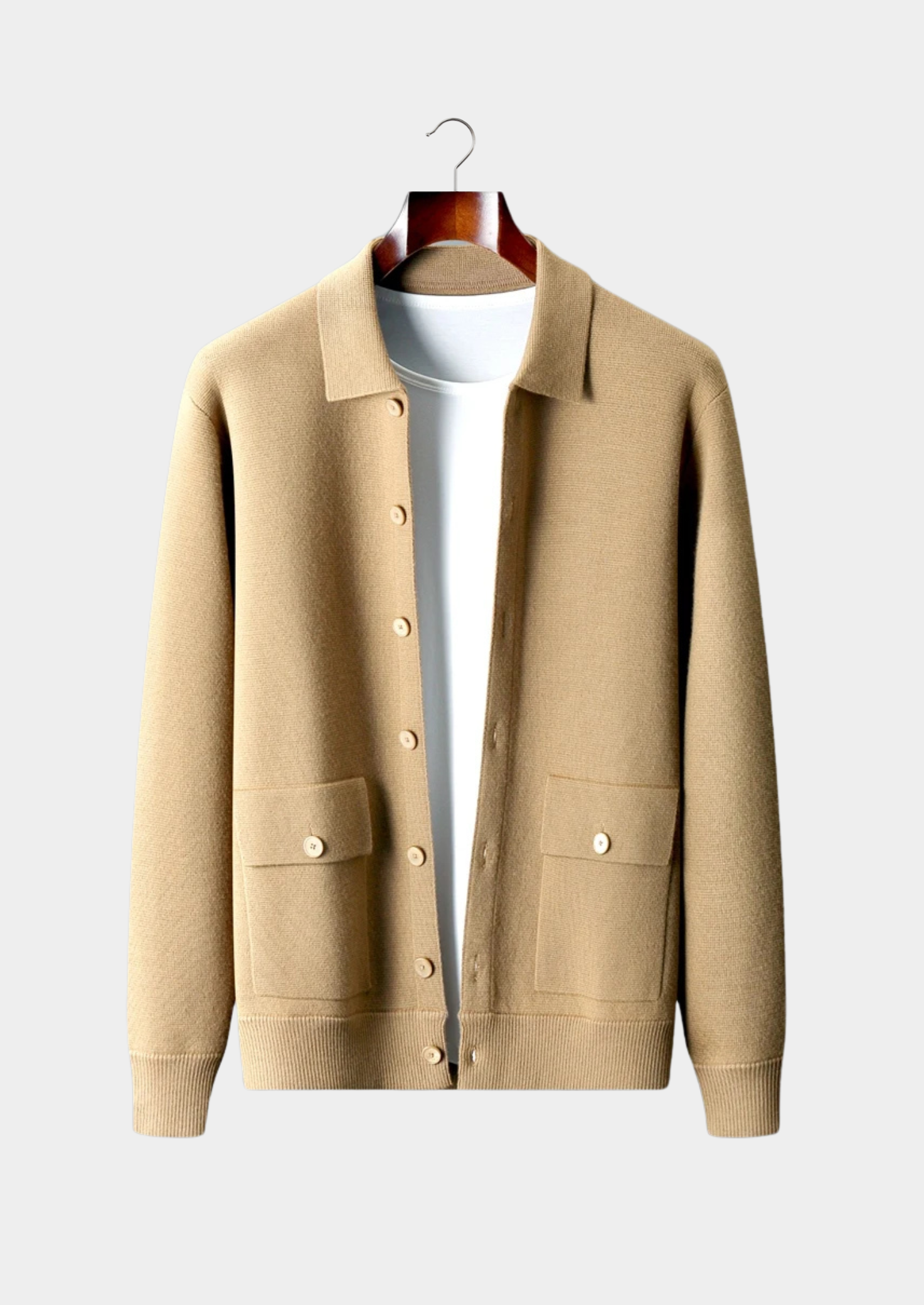 Herre Button-Up Cardigan med Lommer – Raffineret Hverdagsoverdel