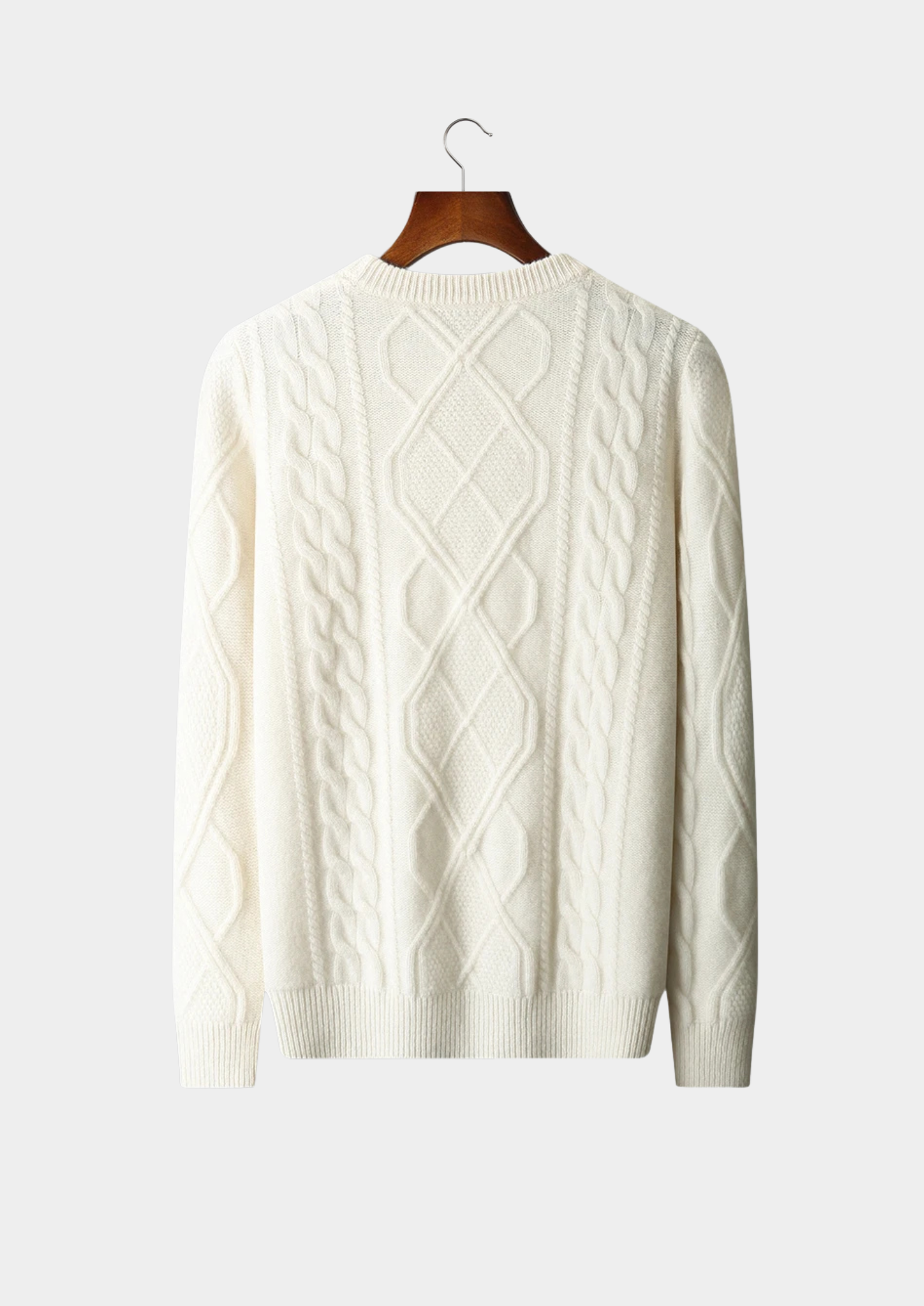 Herre Kabelstrik Crew Neck Sweater – Klassisk Vinterlag