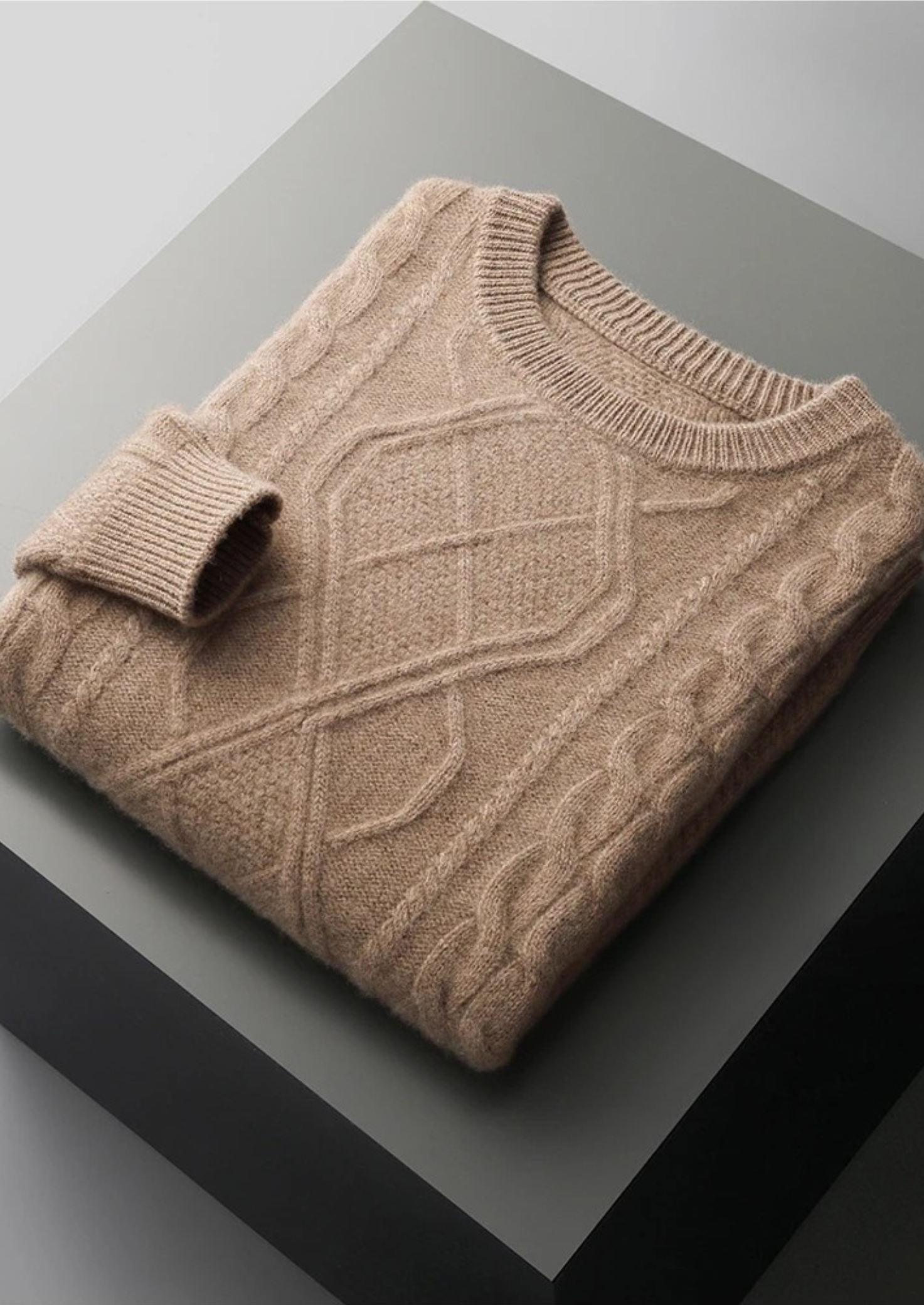 Herre Kabelstrik Crew Neck Sweater – Klassisk Vinterlag