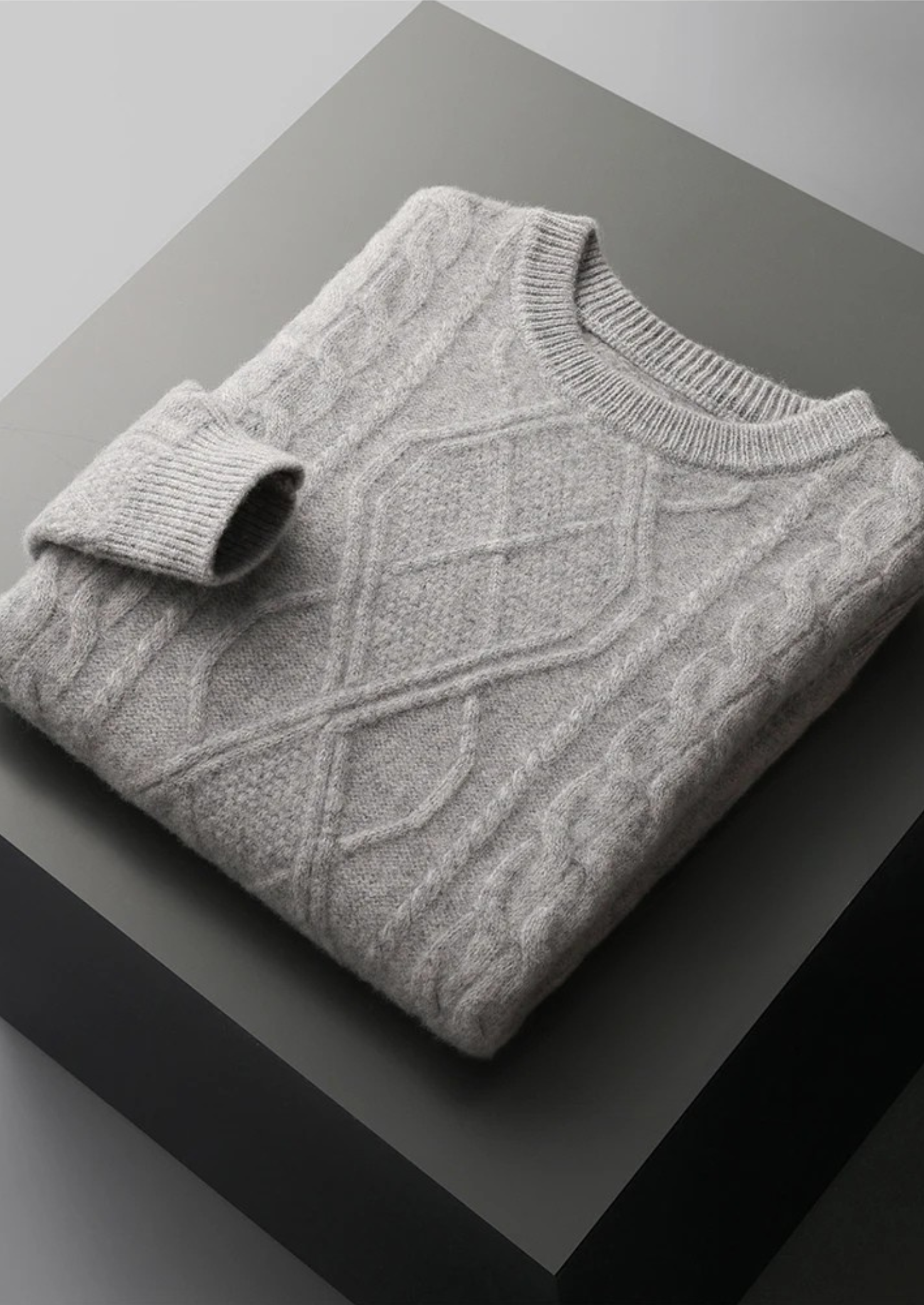 Herre Kabelstrik Crew Neck Sweater – Klassisk Vinterlag