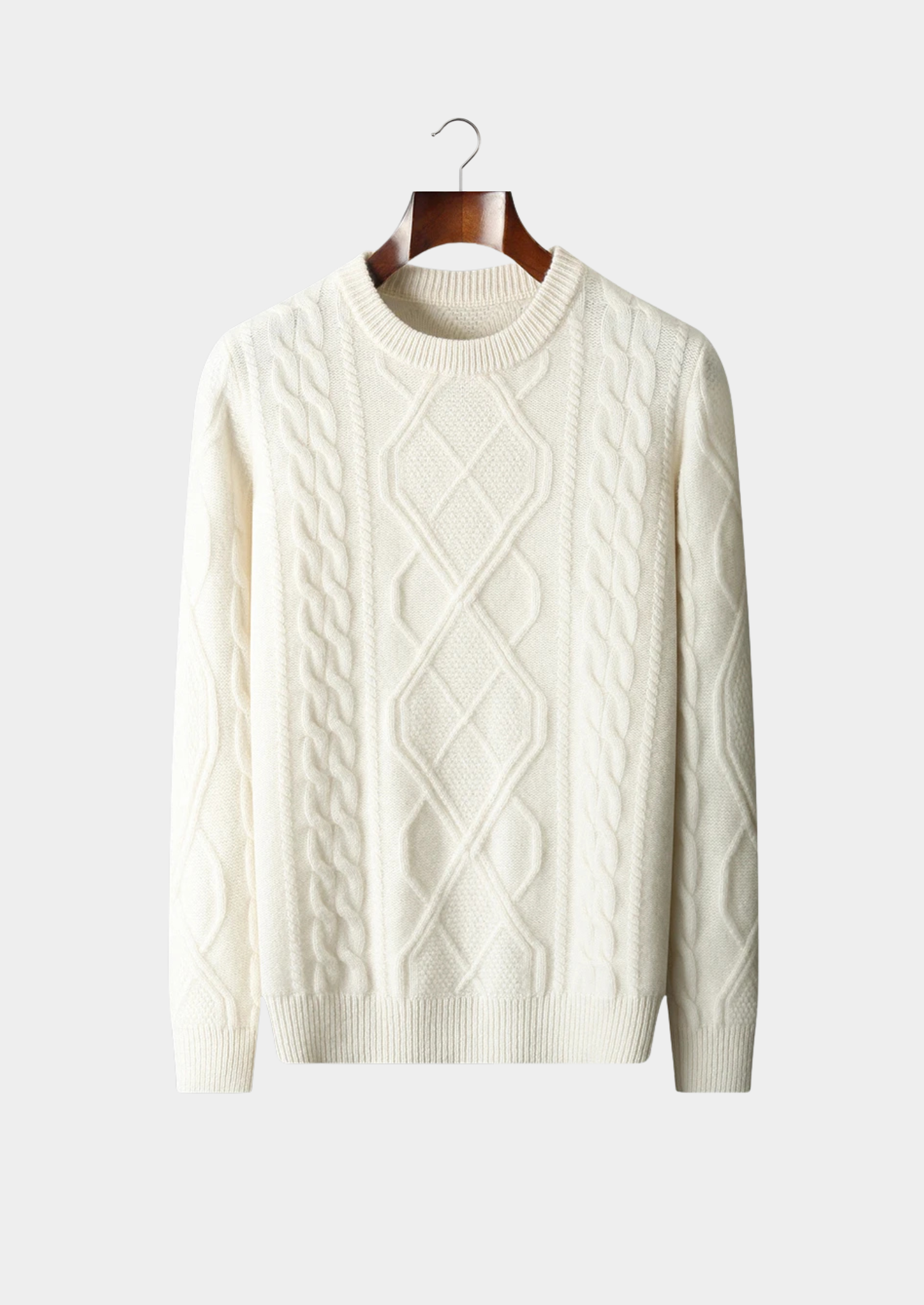 Herre Kabelstrik Crew Neck Sweater – Klassisk Vinterlag