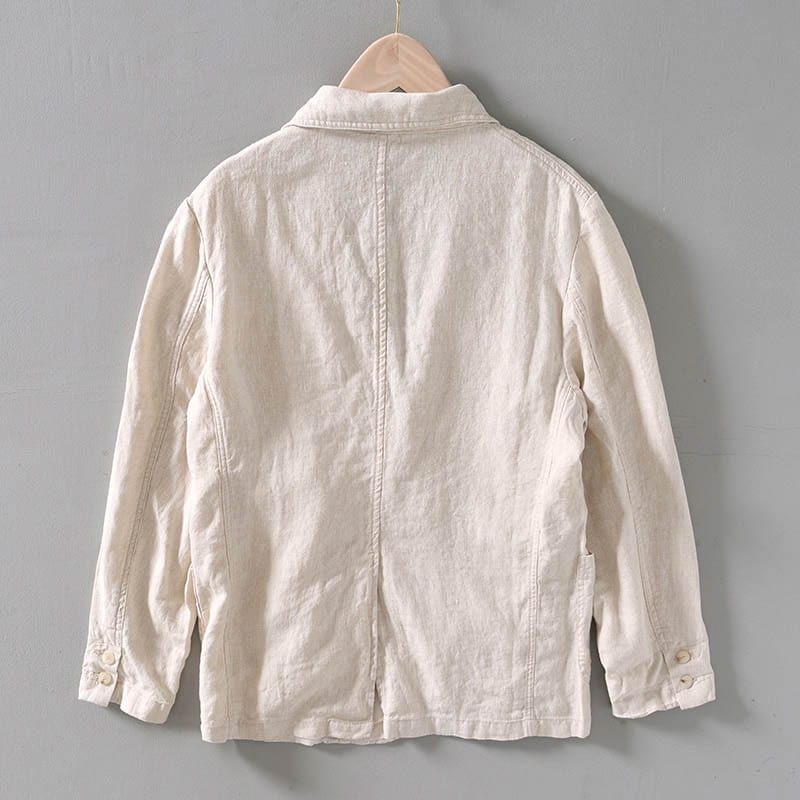 Herre Casual Blazer – Linned – Ustruktureret Pasform – Notch Krave – Letvægt